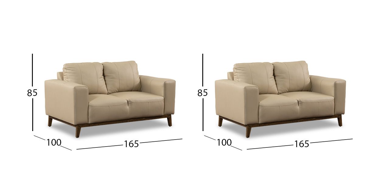 Sala Piel Littio Beige 2 Piezas