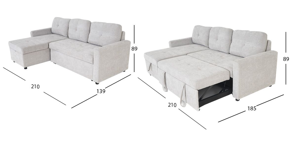 Sala Modular Con Baúl Y Cama Alta Rosh Gris