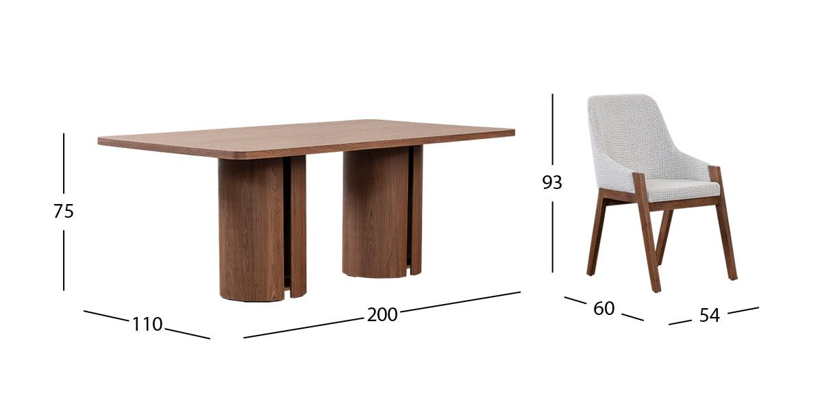 Comedor Rectangular Abu Dabi Café 7 Piezas