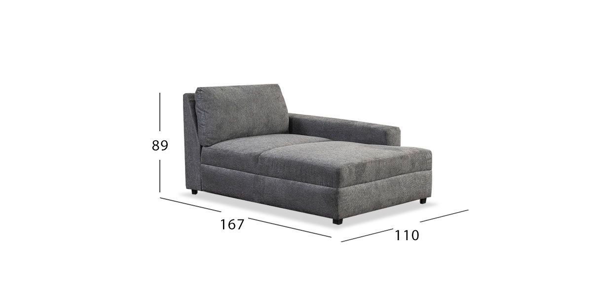 Sillón Largo Elite Gris Charcoal Derecho