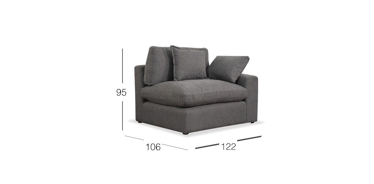 Sillón Con Brazo Derecho Romelly Gris