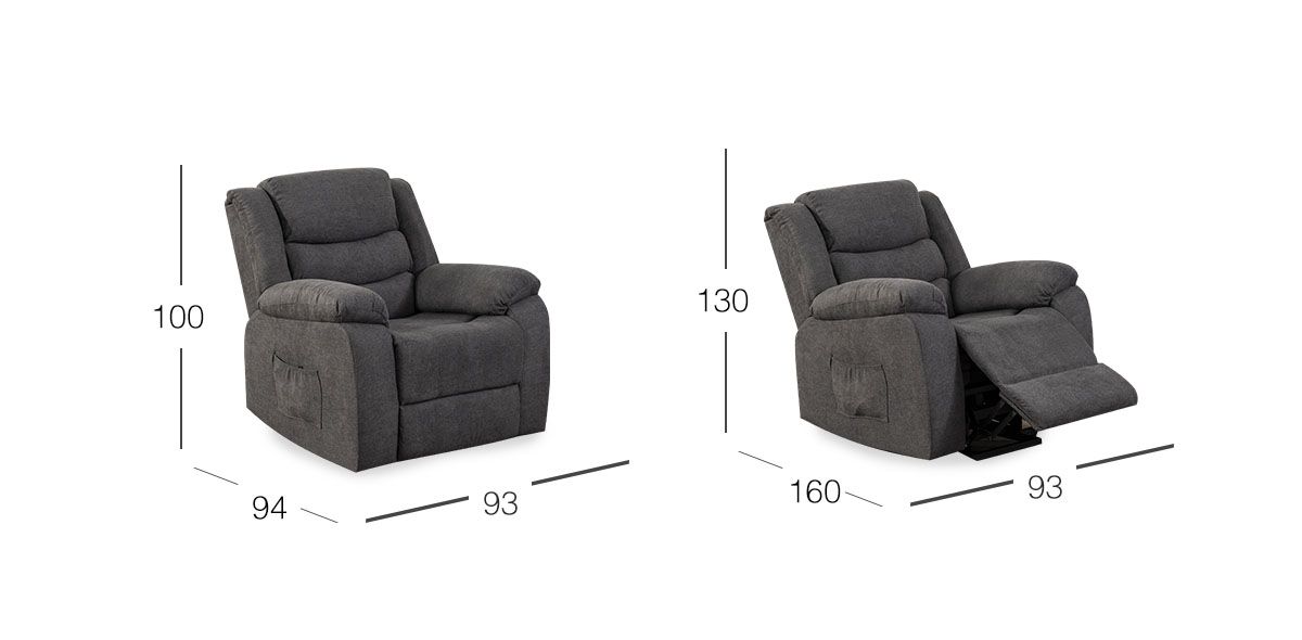 Sillón Reclinable Eléctrico Aruba Gris