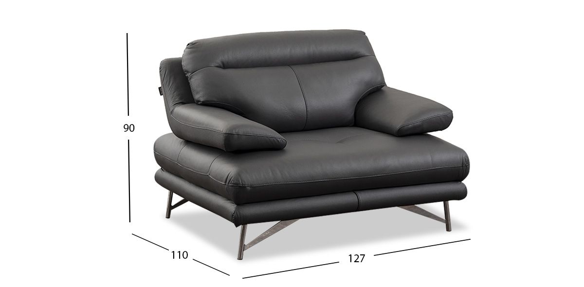 Sillón Piel Match Colette Dark Grey  (Boal)