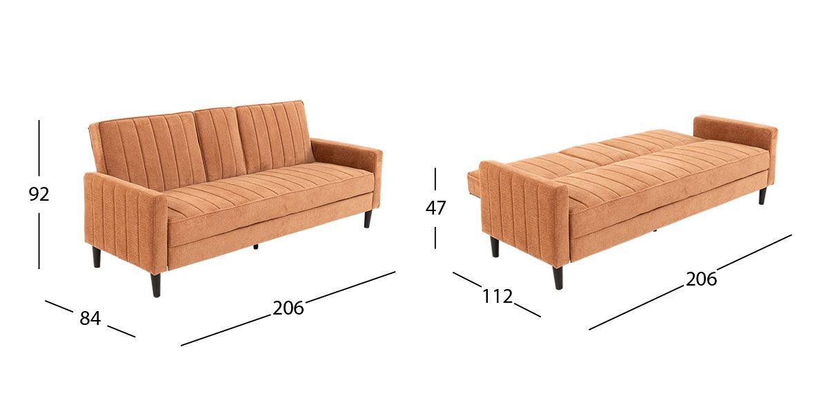 Sofá Cama Con Consola Lumo Naranja