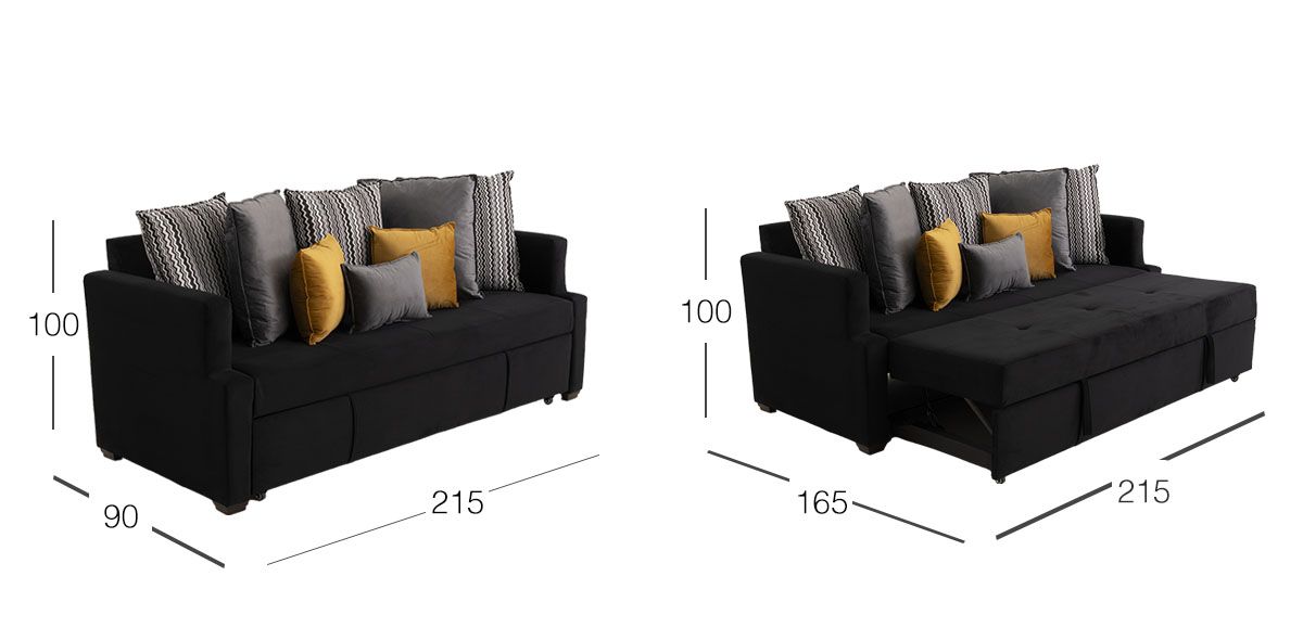 Sofá Cama Valencia Negro