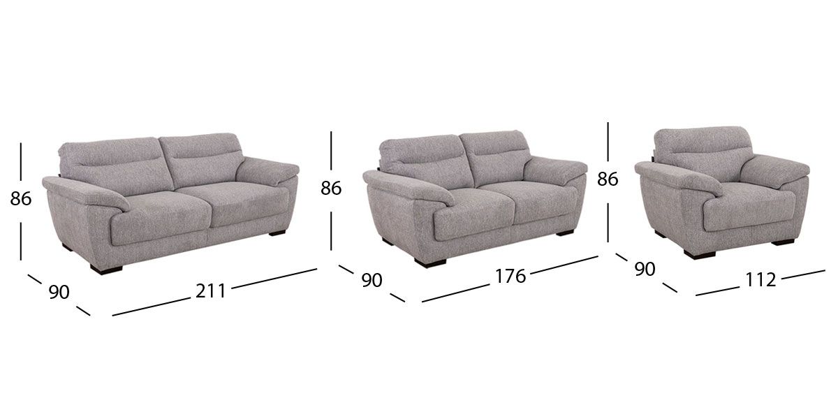 Sala Baldi Gris (Boal) 3 Piezas 