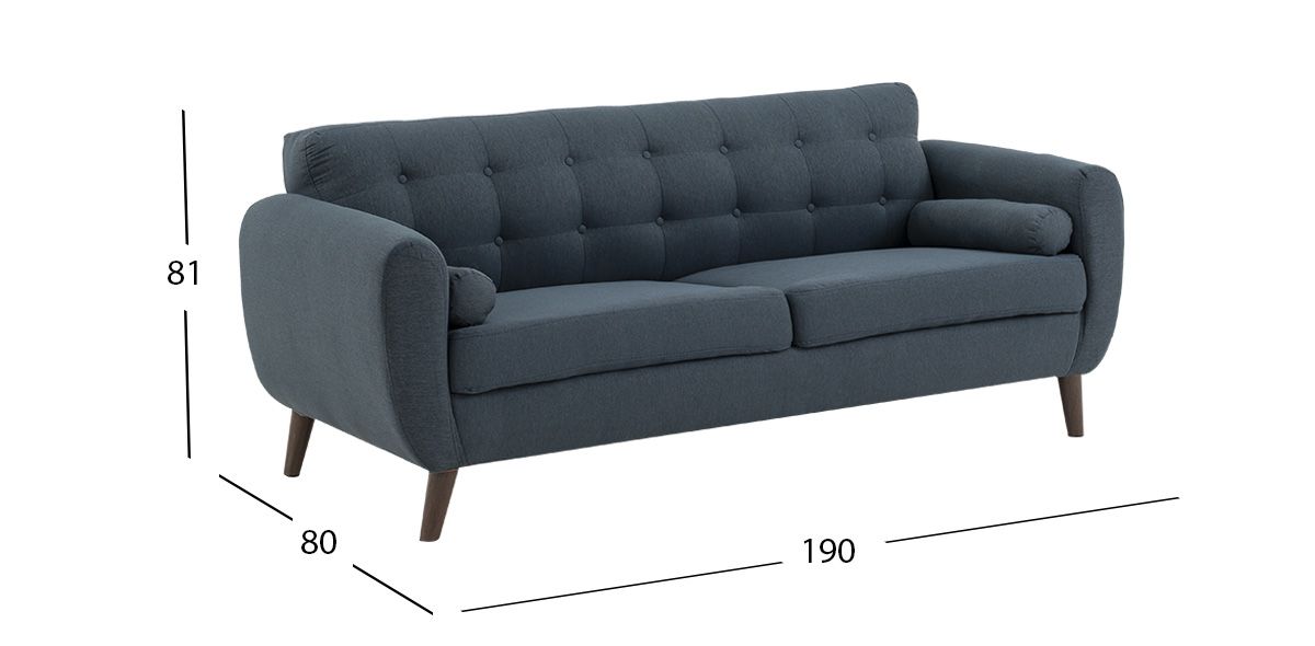 Sofá 3 Plazas Monet Azul Navy