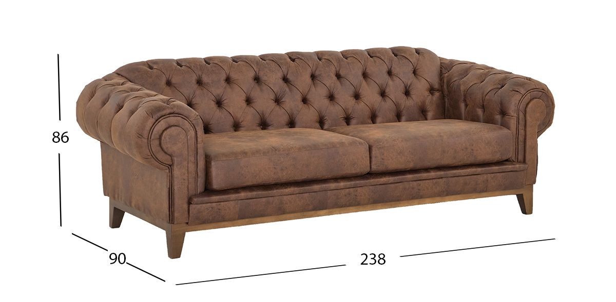 Sofá 3 Plazas Bonded Leather Begonia Café