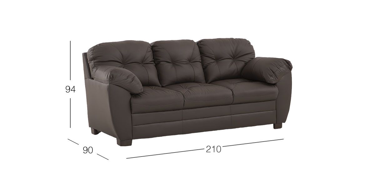 Sofá 3 Plazas Piel Derby Café