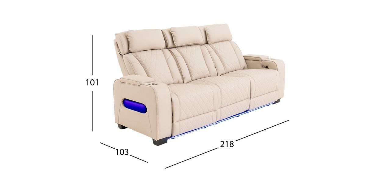 Sofá 3 Plazas Con Reclinables Eléctricos Jetour Beige