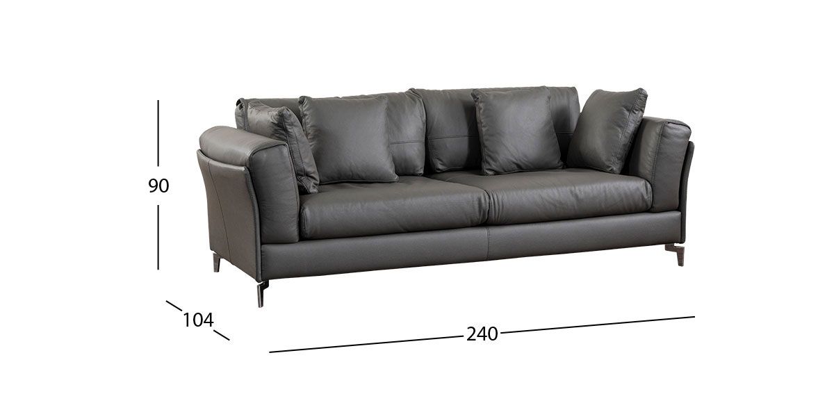 Sofá 3 Plazas Piel Kenai CL Gris (Boal)