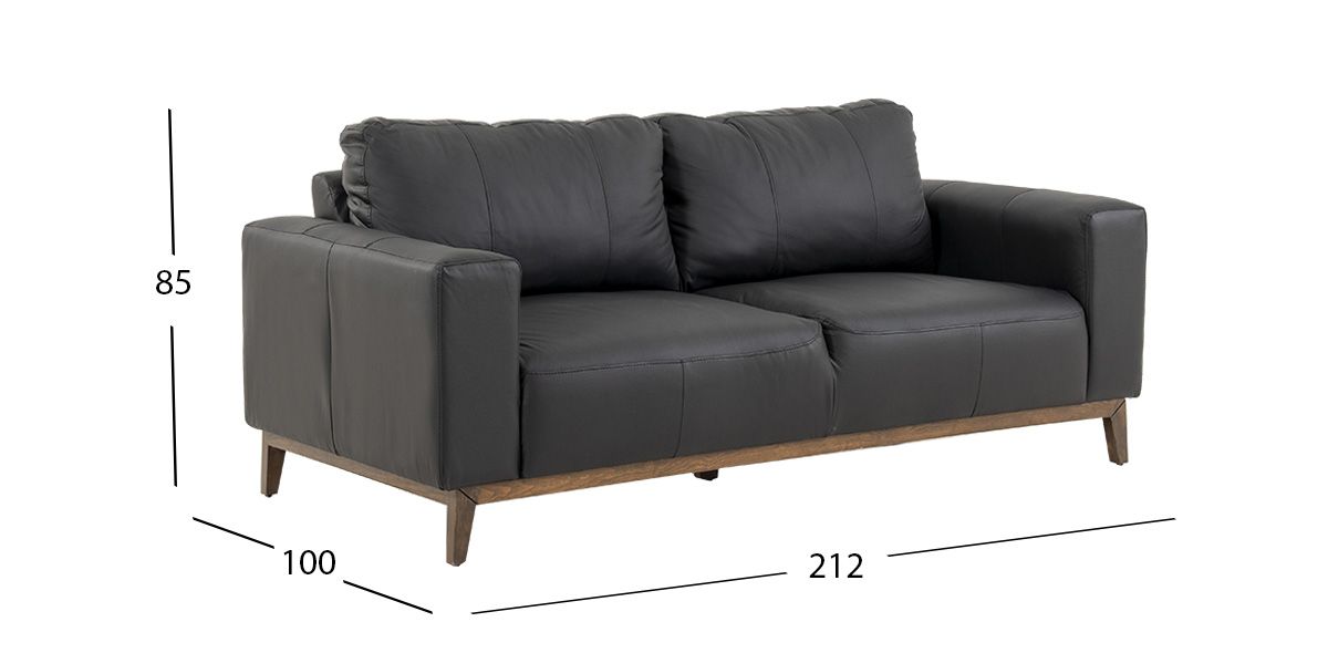 Sofá 3 Plazas Piel Littio Negro