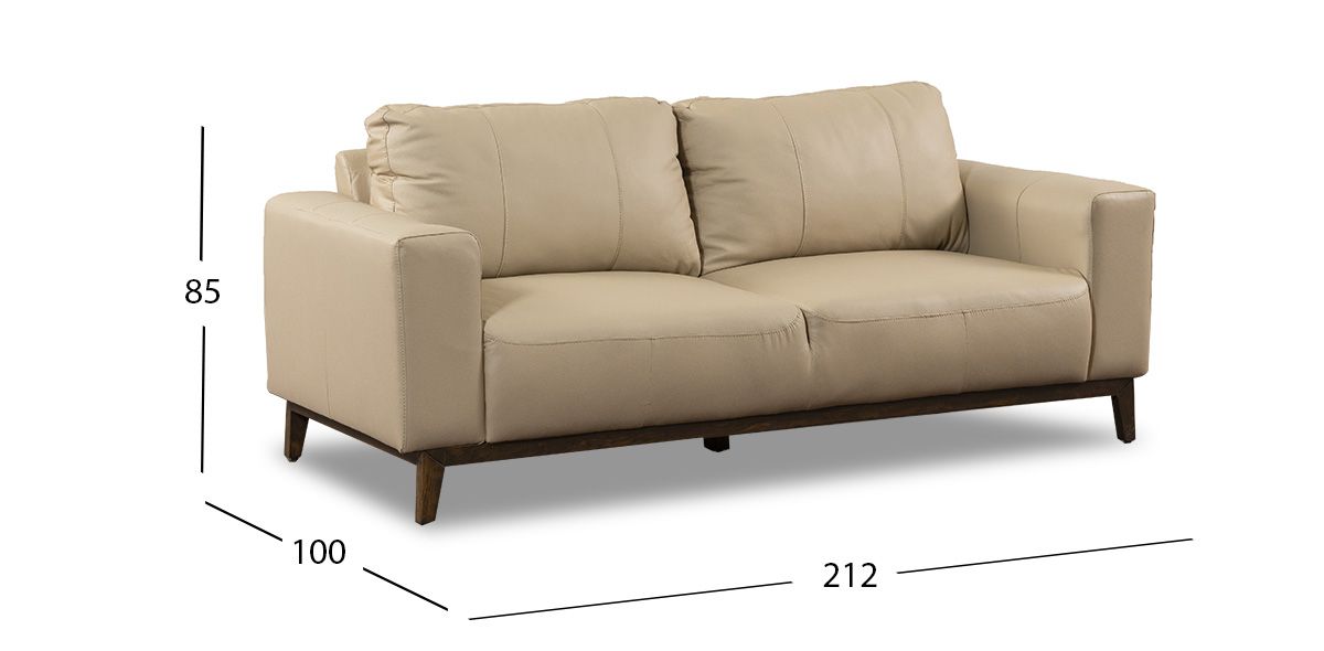 Sofá 3 Plazas Piel Littio Beige
