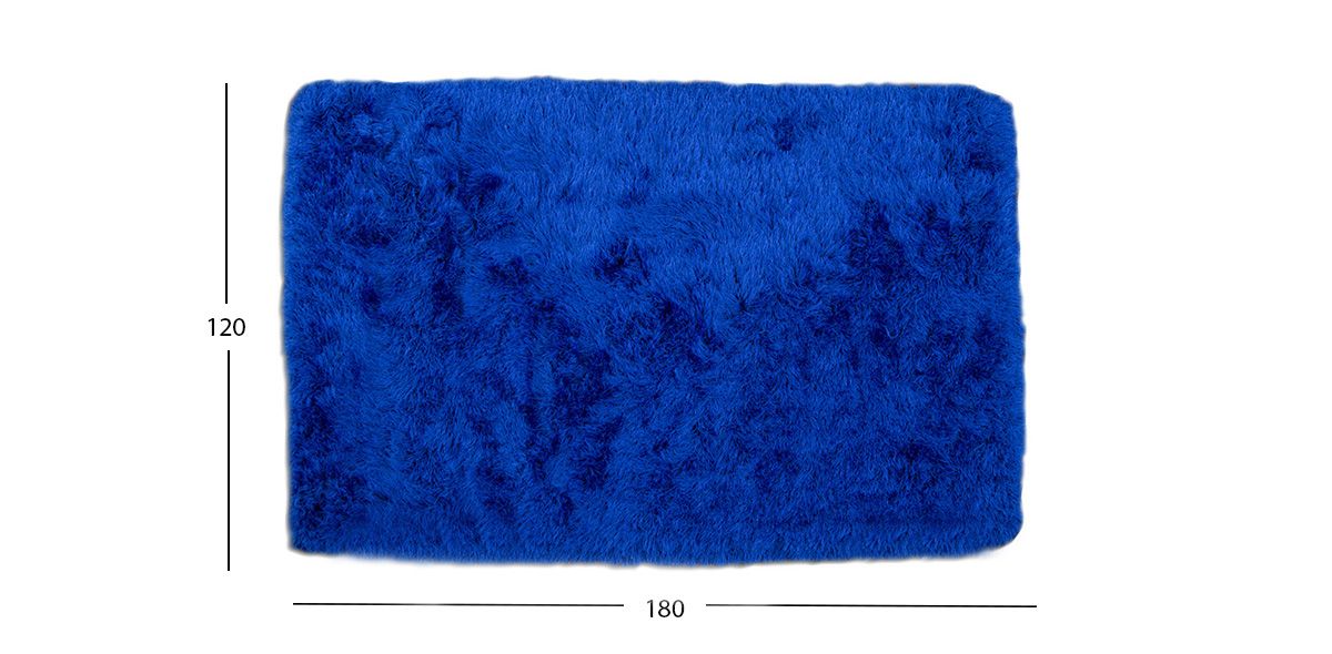 Tapete Decorativo 180x120 Cm Shaggy Azul Rey