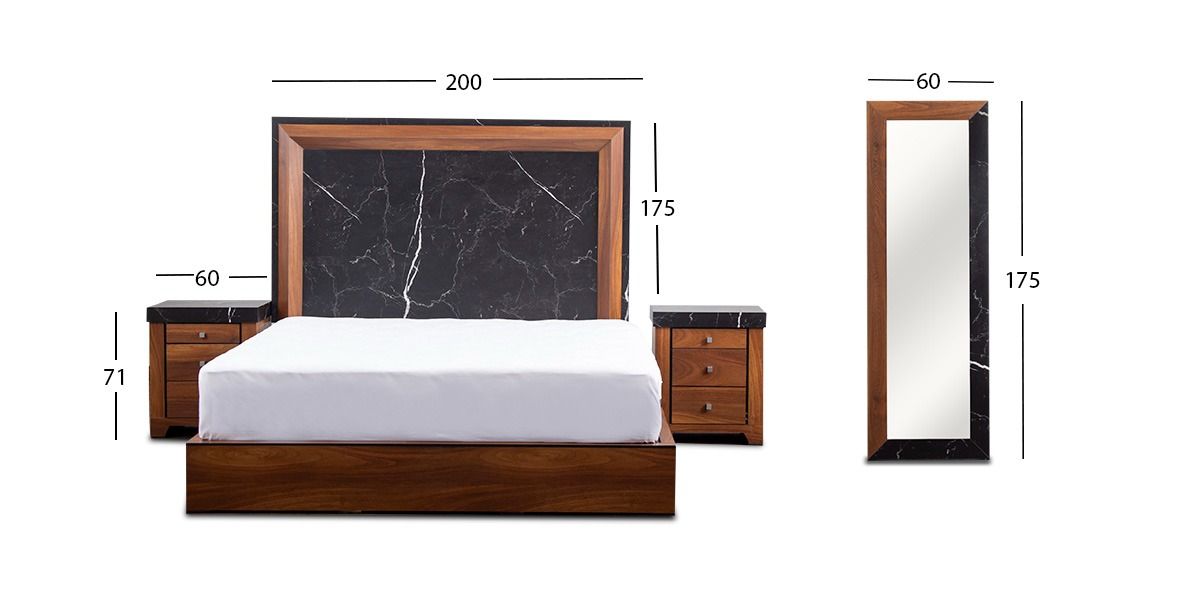 Recámara King Size Agata Negro 4 Piezas