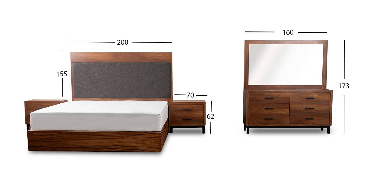Recámara King Size Contempo Café Parota 5 Piezas