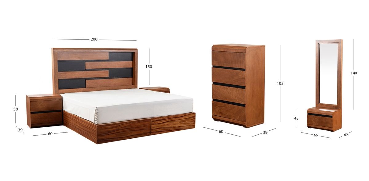 Recámara King Size Are Café 5 Piezas