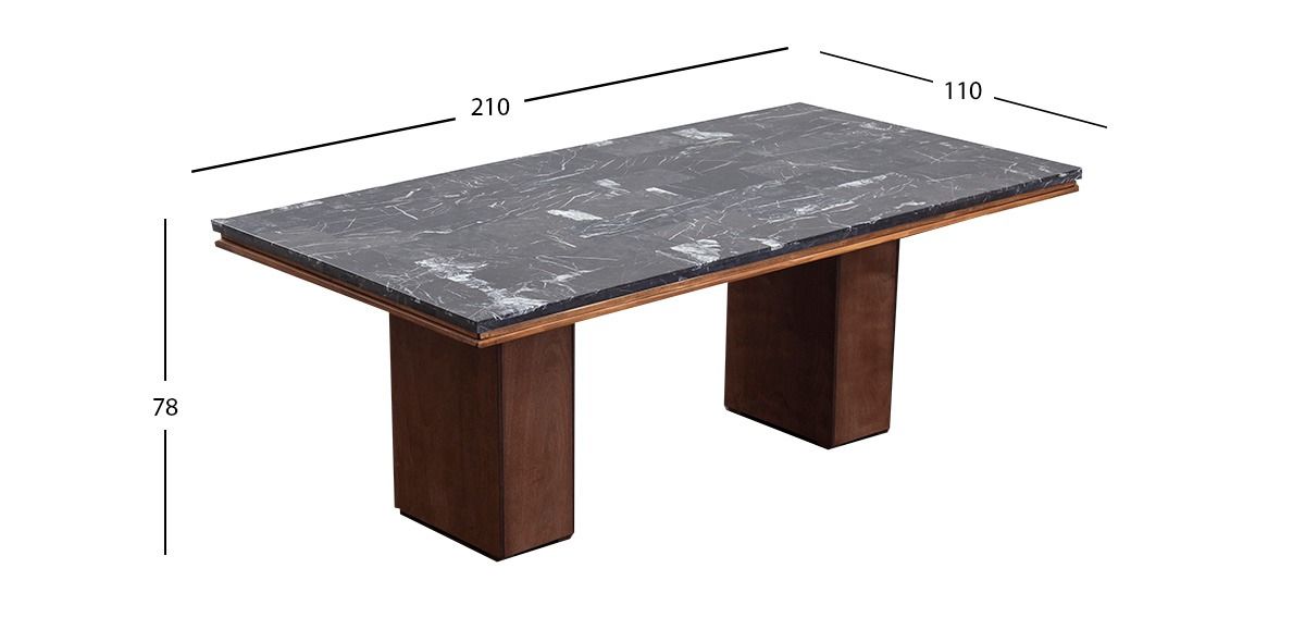 Mesa Comedor Rectangular De Mármol 210 X 110 Cm Alessia Negro