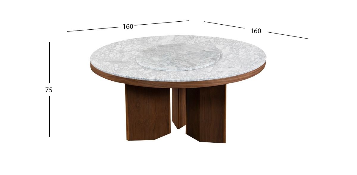 Mesa Comedor Redonda De Mármol 160 Cm Rivet CL Blanco
