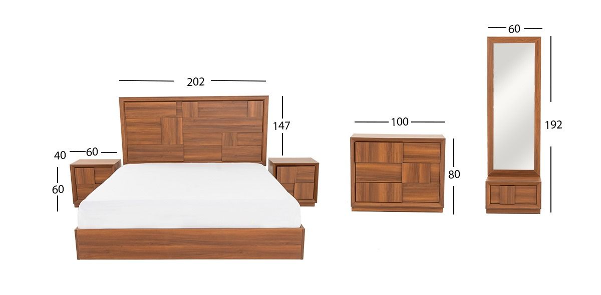 Recámara King Size Atenas Café Parota 5 Piezas